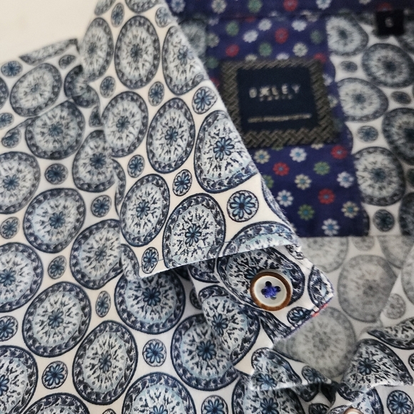 OXLEY Geometric Print Button-Up Shirt 100% premium cotton large - Picture 8 of 13